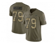 Youth Nike Los Angeles Chargers #79 Kenny Wiggins Limited Olive Camo 2017 Salute to Service NFL Jersey