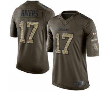 Youth Nike San Diego Chargers #17 Philip Rivers Limited Green Salute to Service NFL Jersey