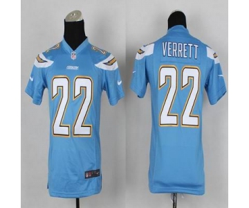 nike youth nfl jerseys san diego chargers #22 verrett lt.blue[new nike]