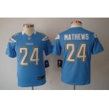 nike youth nfl jerseys san diego chargers #24 mathews lt.blue[nike limited]