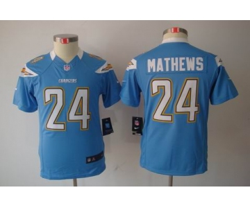 nike youth nfl jerseys san diego chargers #24 mathews lt.blue[nike limited]