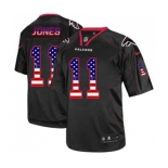 Men's Atlanta Falcons #11 Julio Jones Elite Black USA Flag Fashion Football Jersey