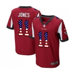 Men's Atlanta Falcons #11 Julio Jones Elite Red Home USA Flag Fashion Football Jersey