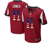 Men's Atlanta Falcons #11 Julio Jones Elite Red Home USA Flag Fashion Football Jersey