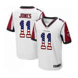 Men's Atlanta Falcons #11 Julio Jones Elite White Road USA Flag Fashion Football Jersey