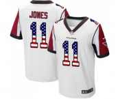 Men's Atlanta Falcons #11 Julio Jones Elite White Road USA Flag Fashion Football Jersey