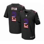 Men's Atlanta Falcons #2 Matt Ryan Elite Black Alternate USA Flag Fashion Football Jersey