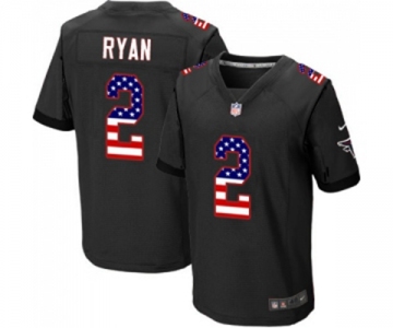 Men's Atlanta Falcons #2 Matt Ryan Elite Black Alternate USA Flag Fashion Football Jersey