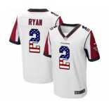 Men's Atlanta Falcons #2 Matt Ryan Elite White Road USA Flag Fashion Football Jersey