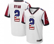 Men's Atlanta Falcons #2 Matt Ryan Elite White Road USA Flag Fashion Football Jersey