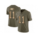 Men Nike Atlanta Falcons #11 Julio Jones Limited Olive Gold 2017 Salute to Service NFL Jersey