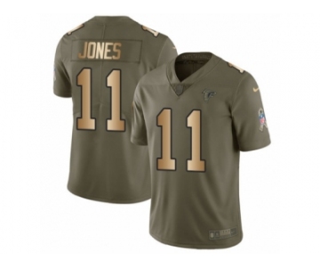 Men Nike Atlanta Falcons #11 Julio Jones Limited Olive Gold 2017 Salute to Service NFL Jersey