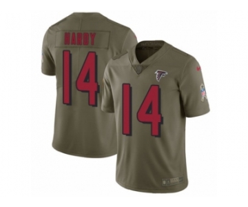 Men Nike Atlanta Falcons #14 Justin Hardy Limited Olive 2017 Salute to Service NFL Jersey