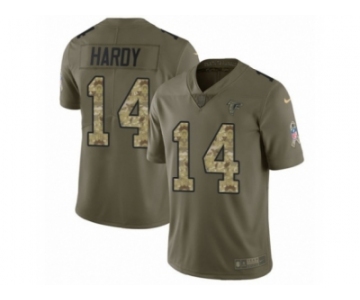 Men Nike Atlanta Falcons #14 Justin Hardy Limited Olive Camo 2017 Salute to Service NFL Jersey