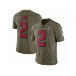 Men Nike Atlanta Falcons #2 Matt Ryan Limited Olive 2017 Salute to Service NFL Jersey