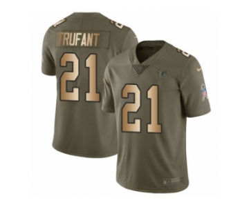 Men Nike Atlanta Falcons #21 Desmond Trufant Limited Olive Gold 2017 Salute to Service NFL Jersey