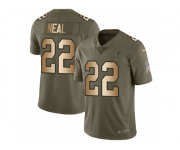 Men Nike Atlanta Falcons #22 Keanu Neal Limited Olive Gold 2017 Salute to Service NFL Jersey