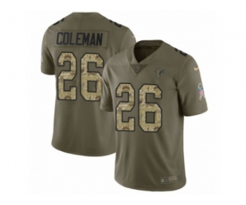 Men Nike Atlanta Falcons #26 Tevin Coleman Limited Olive Camo 2017 Salute to Service NFL Jersey