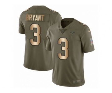 Men Nike Atlanta Falcons #3 Matt Bryant Limited Olive Gold 2017 Salute to Service NFL Jersey