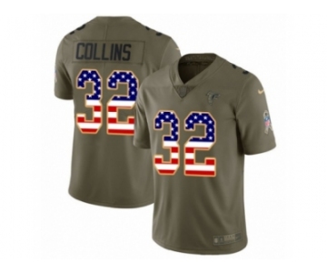 Men Nike Atlanta Falcons #32 Jalen Collins Limited Olive USA Flag 2017 Salute to Service NFL Jersey