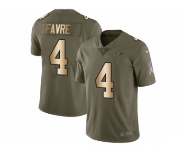 Men Nike Atlanta Falcons #4 Brett Favre Limited Olive Gold 2017 Salute to Service NFL Jersey