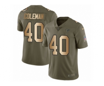 Men Nike Atlanta Falcons #40 Derrick Coleman Limited Olive Gold 2017 Salute to Service NFL Jersey