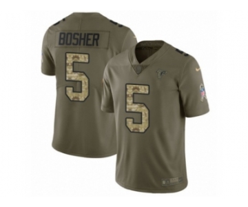 Men Nike Atlanta Falcons #5 Matt Bosher Limited Olive Camo 2017 Salute to Service NFL Jersey