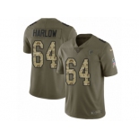 Men Nike Atlanta Falcons #64 Sean Harlow Limited Olive Camo 2017 Salute to Service NFL Jersey