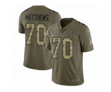 Men Nike Atlanta Falcons #70 Jake Matthews Limited Olive Camo 2017 Salute to Service NFL Jersey