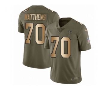 Men Nike Atlanta Falcons #70 Jake Matthews Limited Olive Gold 2017 Salute to Service NFL Jersey