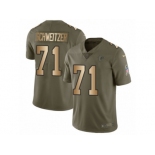 Men Nike Atlanta Falcons #71 Wes Schweitzer Limited Olive Gold 2017 Salute to Service NFL Jersey