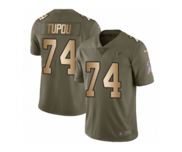 Men Nike Atlanta Falcons #74 Tani Tupou Limited Olive Gold 2017 Salute to Service NFL Jersey