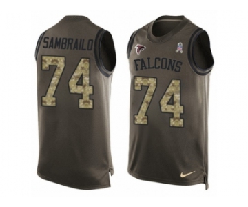 Men Nike Atlanta Falcons #74 Ty Sambrailo Limited Green Salute to Service Tank Top NFL Jersey