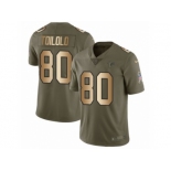 Men Nike Atlanta Falcons #80 Levine Toilolo Limited Olive Gold 2017 Salute to Service NFL Jersey