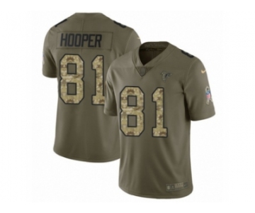 Men Nike Atlanta Falcons #81 Austin Hooper Limited Olive Camo 2017 Salute to Service NFL Jersey