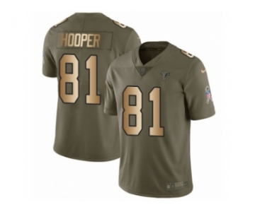 Men Nike Atlanta Falcons #81 Austin Hooper Limited Olive Gold 2017 Salute to Service NFL Jersey