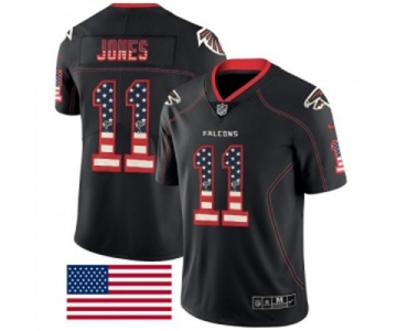 Men's Atlanta Falcons #11 Julio Jones Limited Black Rush USA Flag Football Jersey