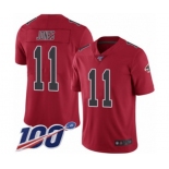 Men's Atlanta Falcons #11 Julio Jones Limited Red Rush Vapor Untouchable 100th Season Football Jersey