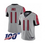 Men's Atlanta Falcons #11 Julio Jones Limited Silver Inverted Legend 100th Season Football Jersey