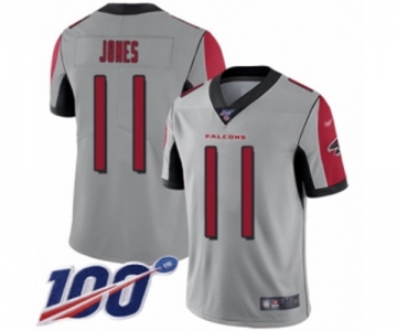 Men's Atlanta Falcons #11 Julio Jones Limited Silver Inverted Legend 100th Season Football Jersey