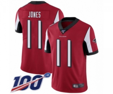 Men's Atlanta Falcons #11 Julio Jones Red Team Color Vapor Untouchable Limited Player 100th Season Football Jersey