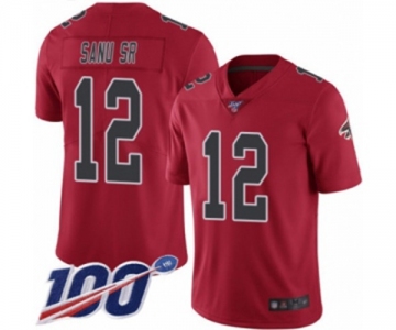 Men's Atlanta Falcons #12 Mohamed Sanu Limited Red Rush Vapor Untouchable 100th Season Football Jersey