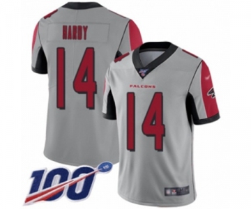 Men's Atlanta Falcons #14 Justin Hardy Limited Silver Inverted Legend 100th Season Football Jersey