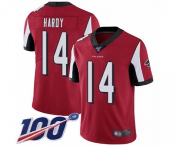 Men's Atlanta Falcons #14 Justin Hardy Red Team Color Vapor Untouchable Limited Player 100th Season Football Jersey