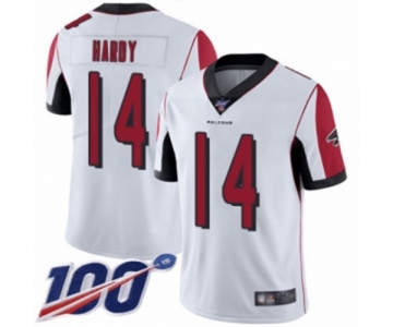 Men's Atlanta Falcons #14 Justin Hardy White Vapor Untouchable Limited Player 100th Season Football Jersey