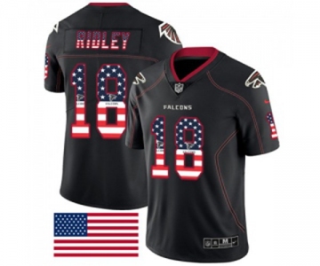 Men's Atlanta Falcons #18 Calvin Ridley Limited Black Rush USA Flag Football Jersey