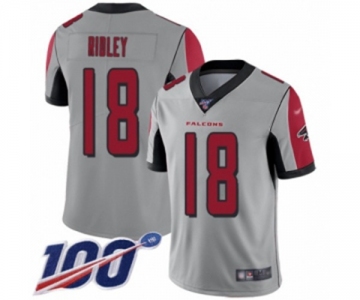 Men's Atlanta Falcons #18 Calvin Ridley Limited Silver Inverted Legend 100th Season Football Jersey