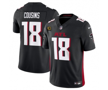 Men's Atlanta Falcons #18 Kirk Cousins Black 2024 F.U.S.E With 4-Star C Patch Vapor Untouchable Limited Stitched Football Jersey