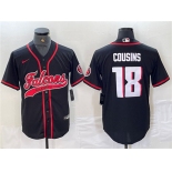 Men's Atlanta Falcons #18 Kirk Cousins Black With Patch Cool Base Baseball Stitched Jersey