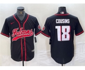 Men's Atlanta Falcons #18 Kirk Cousins Black With Patch Cool Base Baseball Stitched Jersey